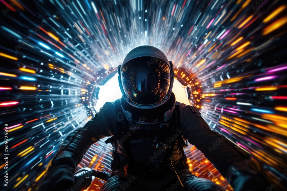 Poster astronaut exploring deep space