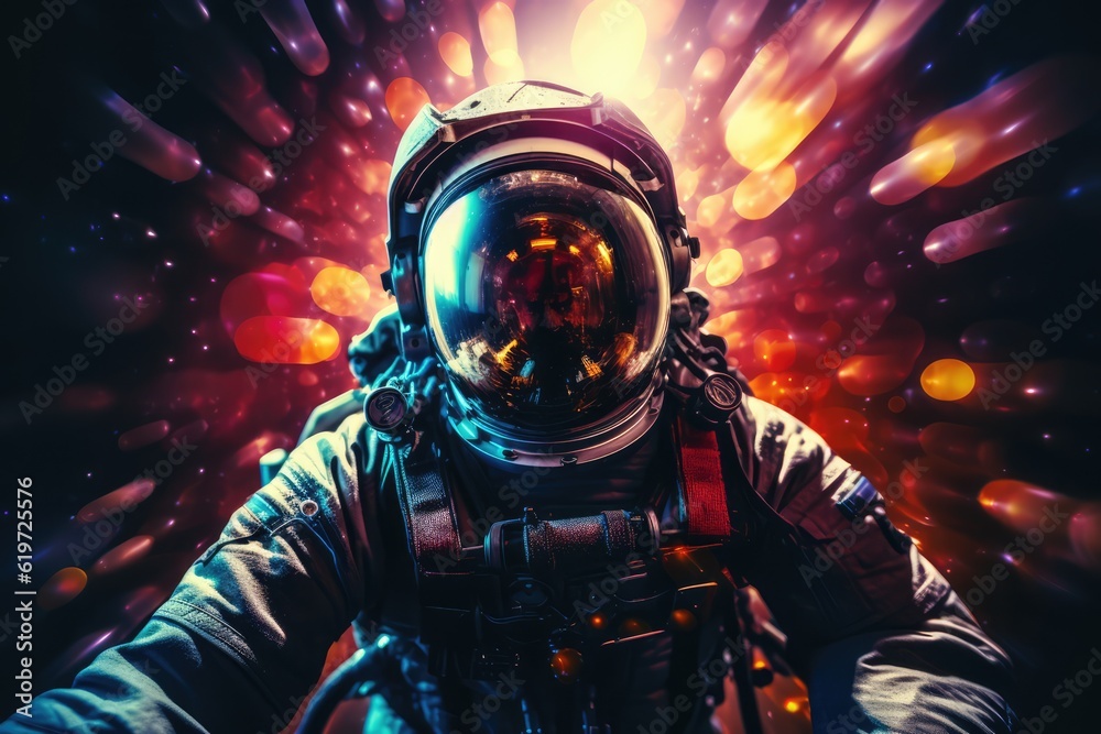 Poster astronaut exploring deep space