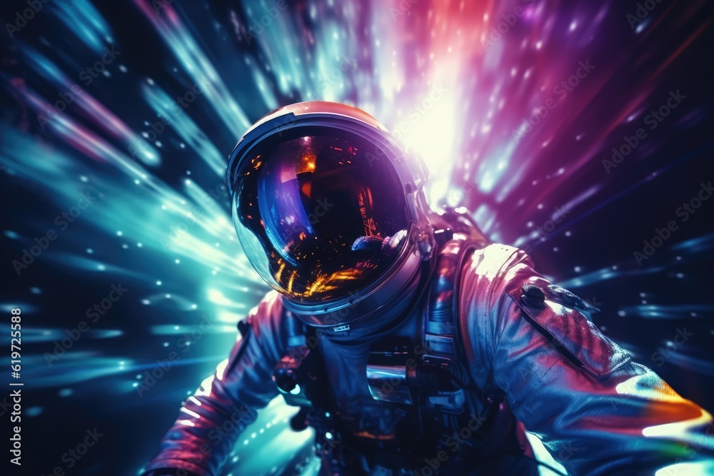 Poster astronaut exploring deep space