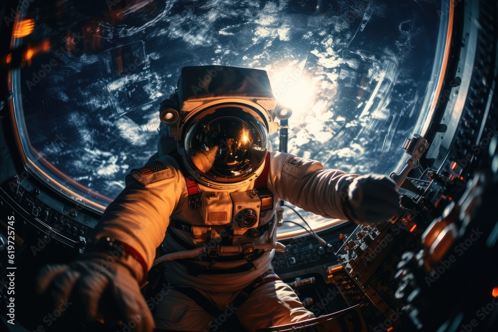 Poster astronaut exploring deep space