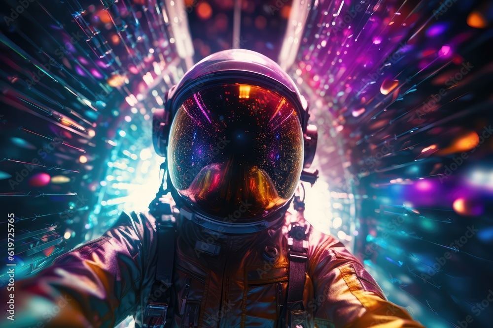 Wall mural astronaut exploring deep space