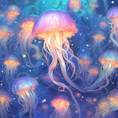 Fototapeta na wymiar Ethereal Jellyfish Dance