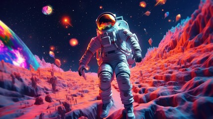 Fototapeta premium Astronaut exploring outer space concept