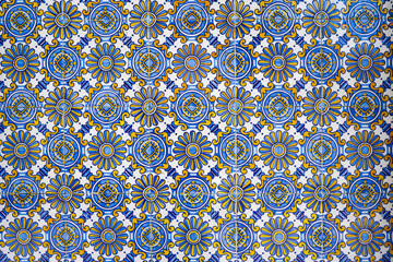 Traditional portuguese and spanish classic tile blue frloral Azulejo background
