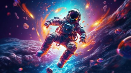 Fototapeta premium Astronaut exploring outer space concept