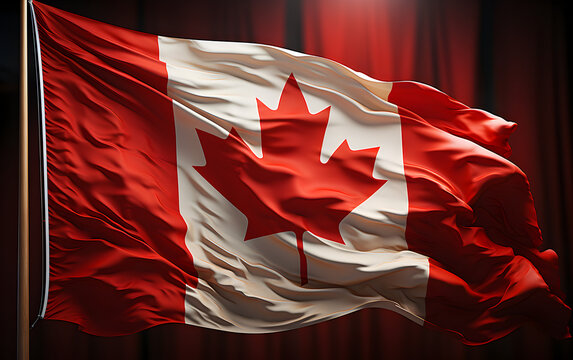canadian flag waving in wind
