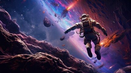 Fototapeta na wymiar Astronaut exploring outer space concept
