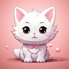 cute cat illustration - pink drawing created using generative AI tools