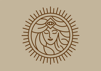 Athena the goddess black vector icon line logo illustration design isolated background - obrazy, fototapety, plakaty