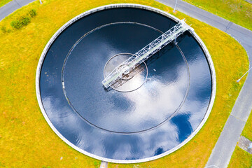 Sewage treatment plant from above. Grey water recycling. Waste management theme. Ecology and environment in European Union. - 619732358