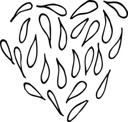 Cute illustration in the form of a lonely heart, hand-drawn. Illustration in vector