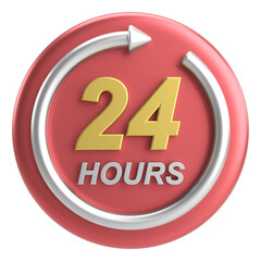 24 hours service icon. 3D illustration.