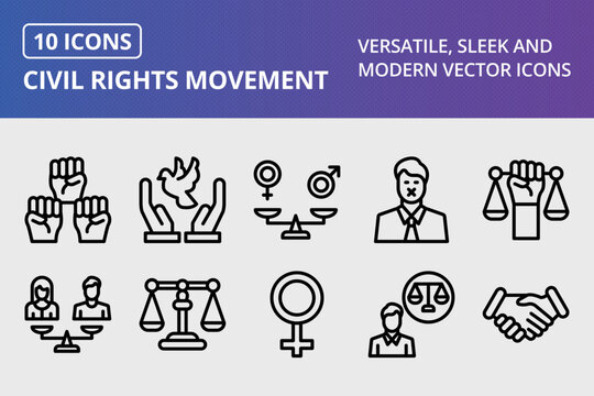 Vector Civil Rights Movement Icon Set
