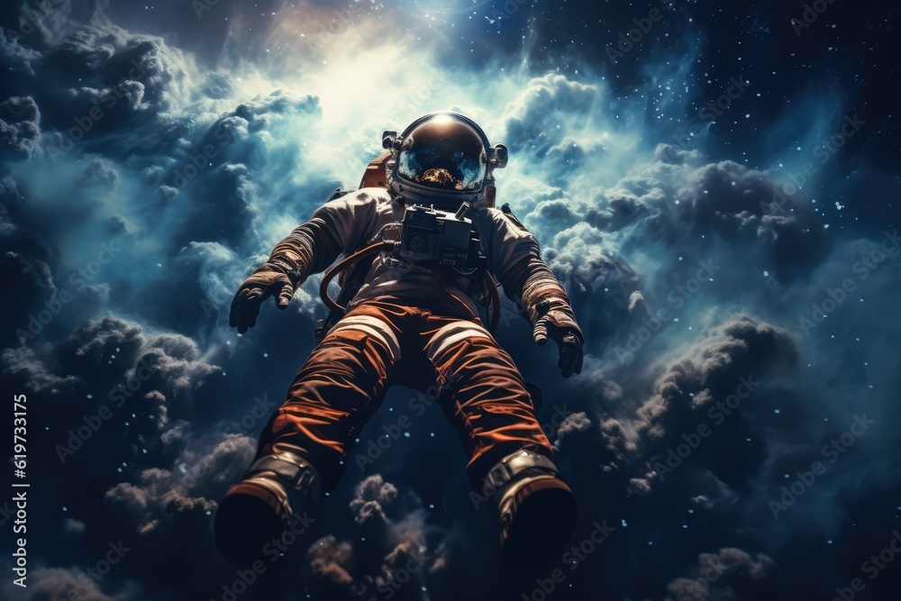 Wall mural astronaut exploring other worlds in outer space