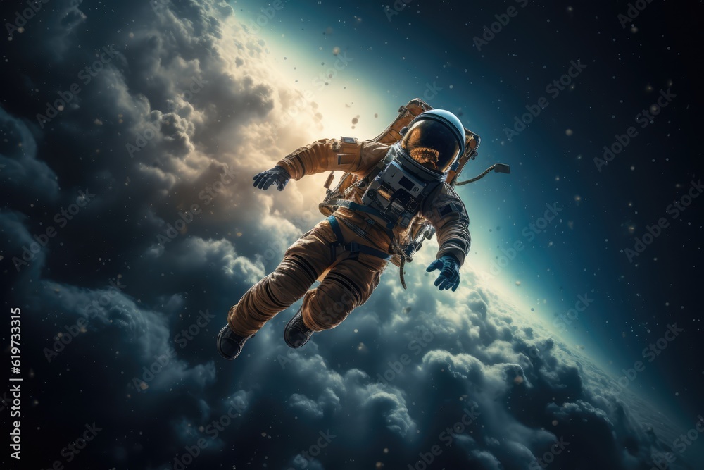 Wall mural astronaut exploring other worlds in outer space