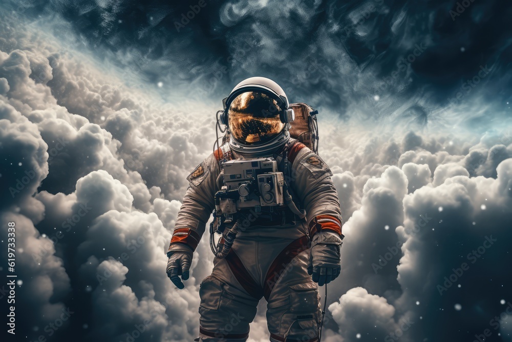Wall mural astronaut exploring other worlds in outer space