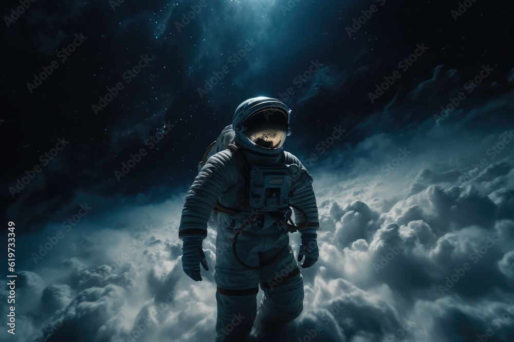 Wall mural astronaut exploring other worlds in outer space