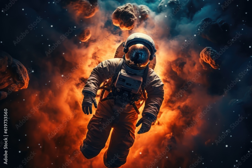 Wall mural astronaut exploring other worlds in outer space