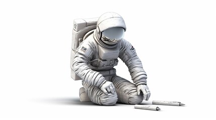 Astronaut with penci pen tool created clipping path inc