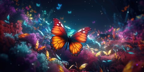 Obraz na płótnie Canvas A Surreal Masterpiece - Illustrating the Butterfly World Background - Infused with Romanticism, Rendered in Octane Colorful Wallpaper created with Generative AI Technology