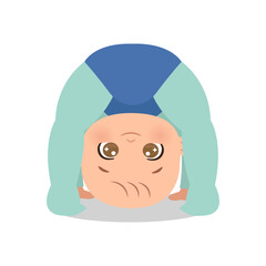 Cute baby bend over and looking through leg