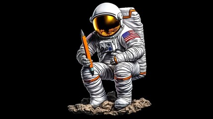 Astronaut with penci pen tool created clipping path inc