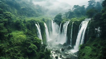 Fototapeta premium waterfall in the forest, AI generated.