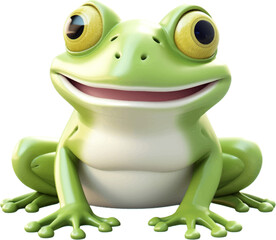 cute frog in 3d style white background.