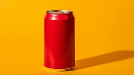 AI-generated illustration of a vibrant red can against a bright yellow background.