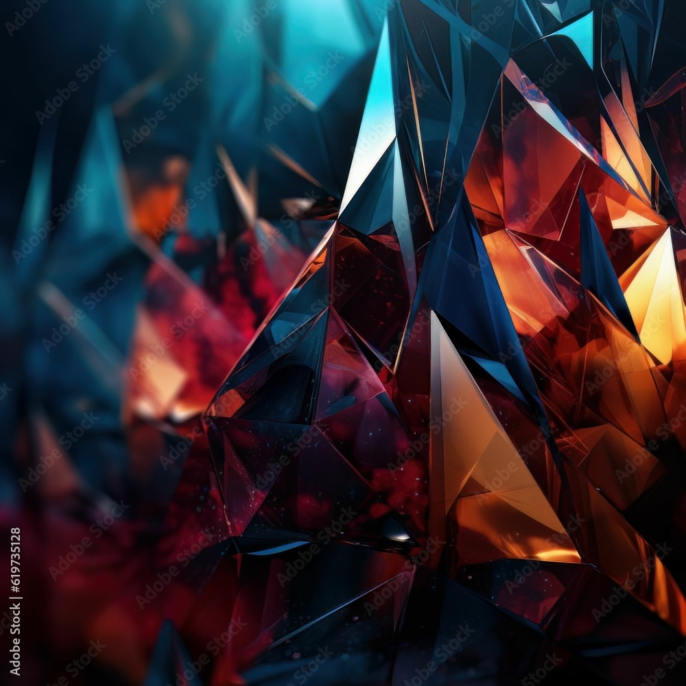 Wall mural geometric crystal structure. gem texture with rainbow effect.