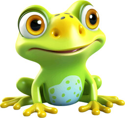 cute frog in 3d style white background.