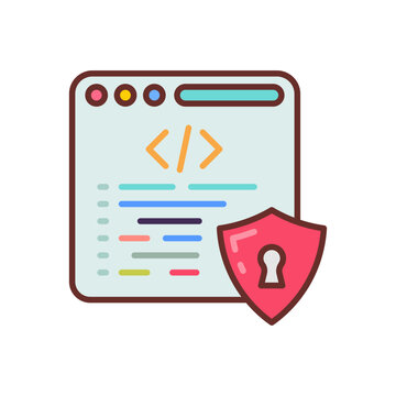 Secure coding icon in vector. Illustration