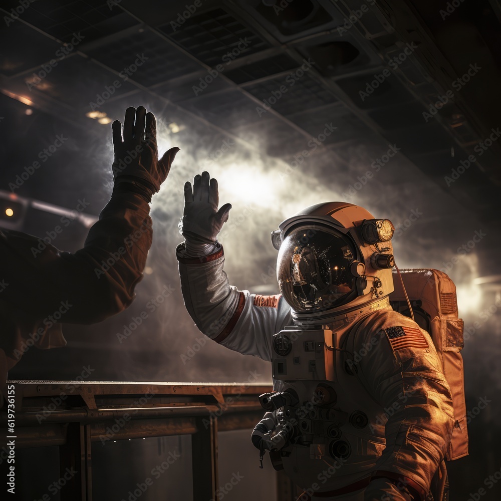 Sticker astronauts exploring deep space
