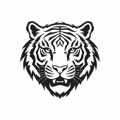 Tiger head silhouette. monochrome vector