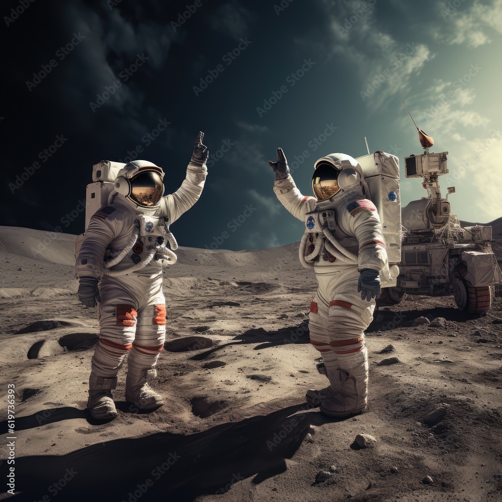 Sticker astronauts exploring deep space