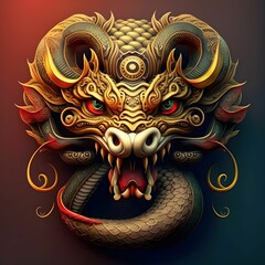 AI generated illustration of a Chinese zodiac golden snake