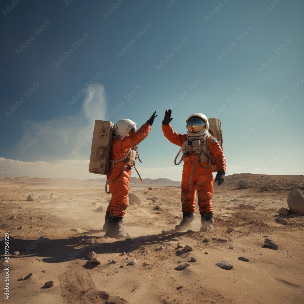 Sticker astronauts exploring deep space