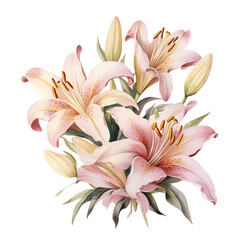 Naklejka premium Pink Flowers Watercolor Clip Art, Watercolor Illustration, Flowers Sublimation Design, Flowers Clip Art.