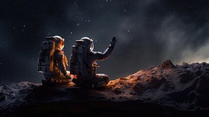 Astronauts exploring deep space