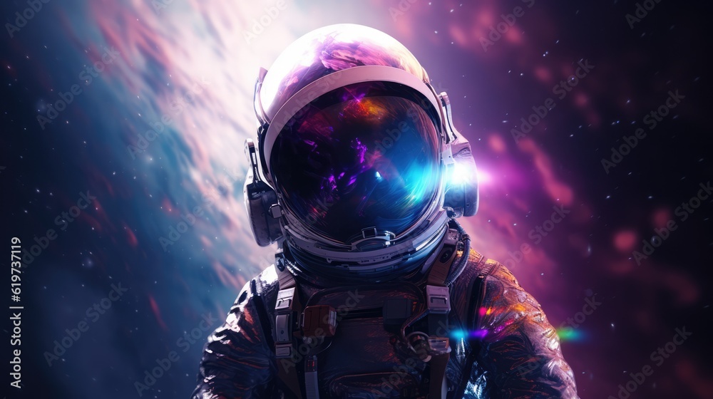 Sticker astronauts exploring deep space