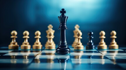 chess pieces on a chessboard, Business Concept, Chessboard with King, and Leadership Challenge with generative ai