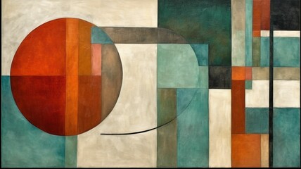 AI generated illustration of An abstract artwork featuring an array of circles and squares