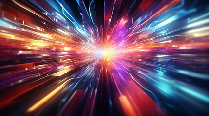 Abstract Neon Lights in High-Speed Motion: Vibrant Colors of Neon Lights in High-Speed Motion, Dynamic the Fast-Paced Motion and Abstract Glow. Generated AI