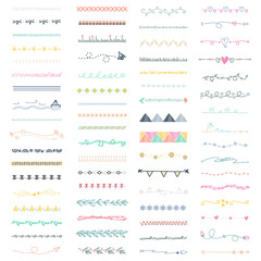 Set of hand drawn elements for graphic design. Pastel colors. Vector illustration.