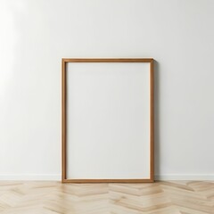 AI generated illustration of a wooden frame against a white wall