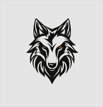 wolf head logo simple and modern design, animal icon wolf vector template