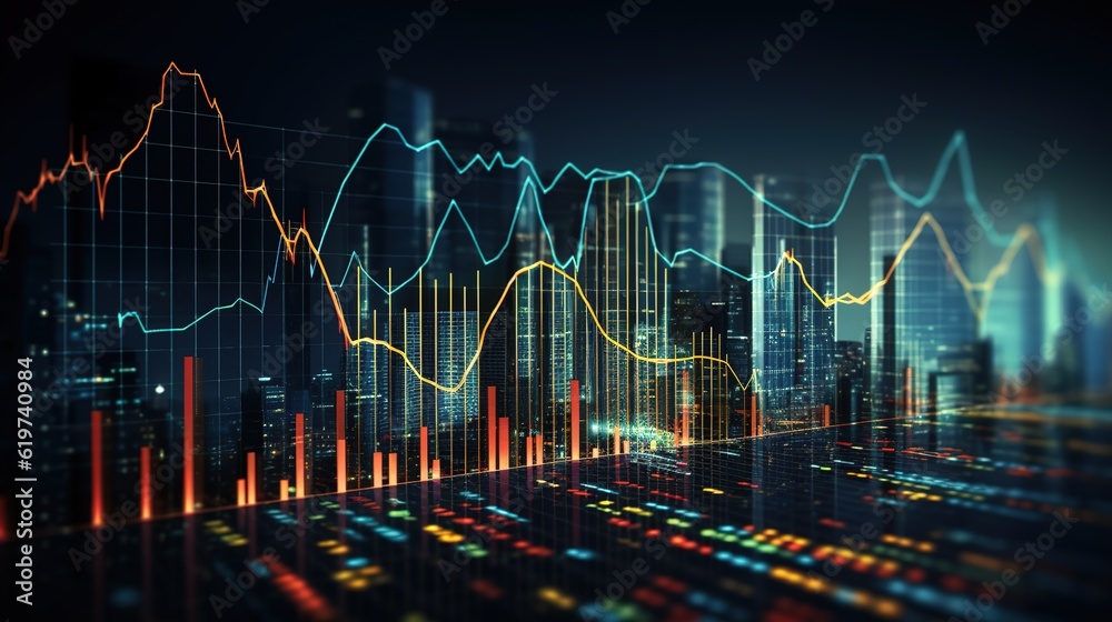 Poster background with futuristic increase arrow chart digital transition abstract technology. big data and
