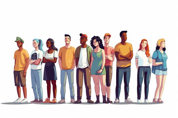 Obraz premium abstract group of people standing in line, generative ai