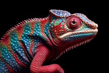 Tuinposter closeup of colourful chameleon © tiero