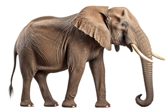 African elephant isolated on white.